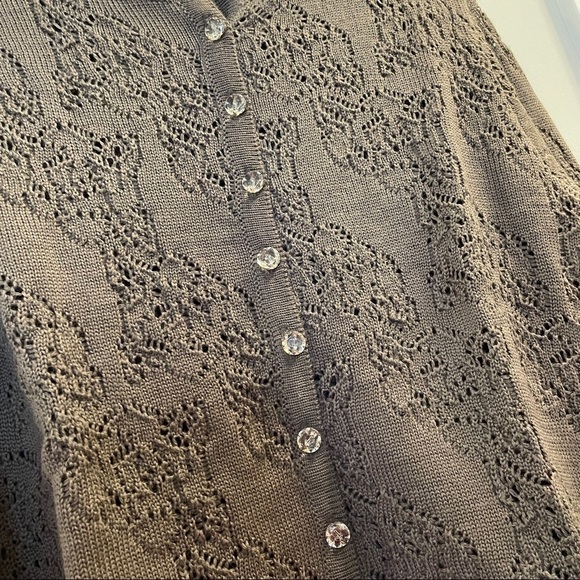 Vintage Brown Wool Lace Floral Cardigan - Picture 8 of 14